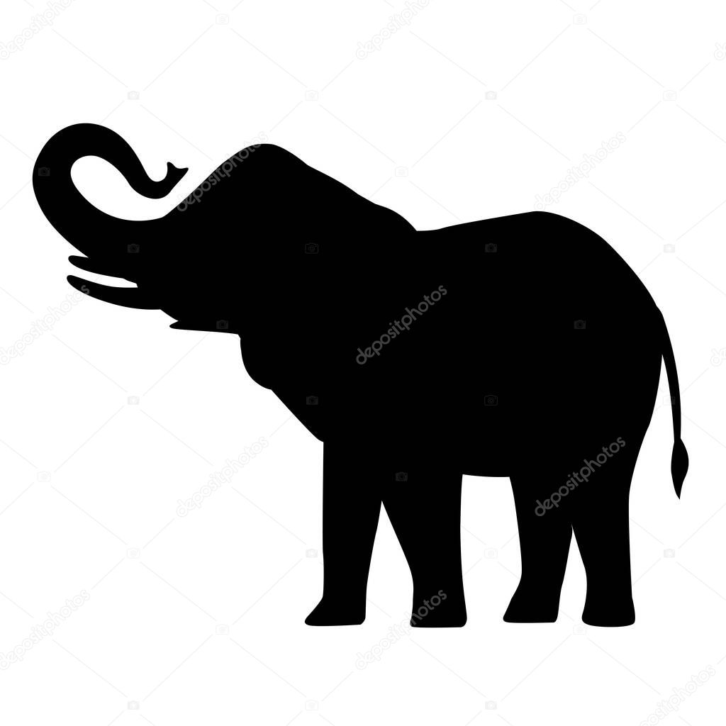 Elephant cartoon silhouette icon forest elephant  asian elephant african bush with large ears vector illustration isolated on white