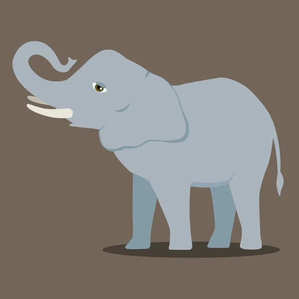 Vektor tegneserie elefant store konkave tilbage pattedyr asiatiske elefant afrikansk busk med store ører illustration isoleret på hvid – Stock-vektor