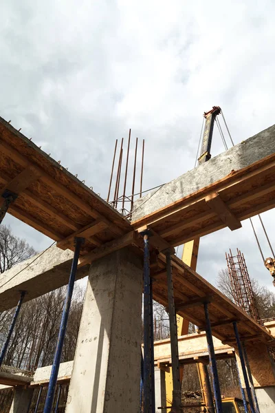 Fortalecer Base Del Segundo Piso Casa Con Bastidores Metal Marco — Foto de Stock