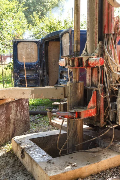 Drilling Rig Drilling Water Wells Producing Drinking Water Residential Premises — Stock Photo, Image