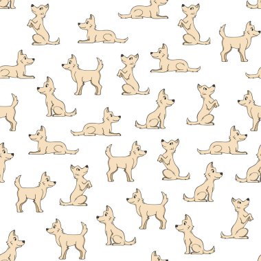 Beyaz arka planda köpekli pürüzsüz desen.