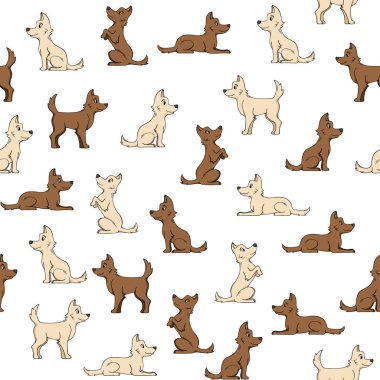 Beyaz arka planda köpekli pürüzsüz desen.