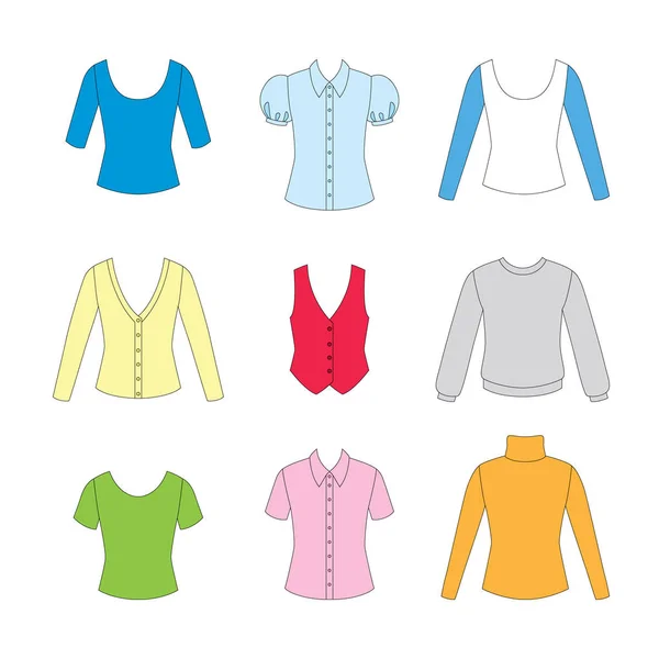 Conjunto de roupas para meninas no fundo branco —  Vetores de Stock