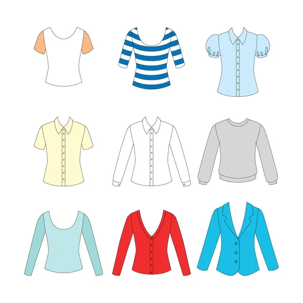 Set di vestiti per ragazze su sfondo bianco — Vettoriale Stock
