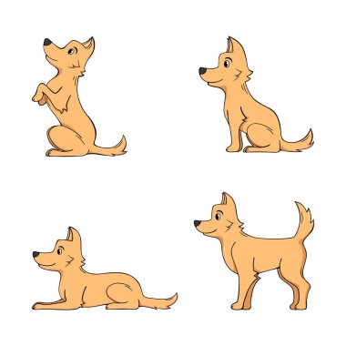 Köpekler beyaz arka plan üzerinde ayarlayın. Vektör çizim.