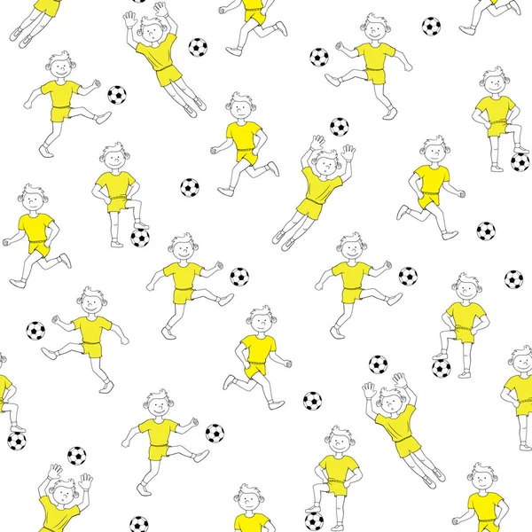 Naadloze patroon jongen voetballen — Stockvector