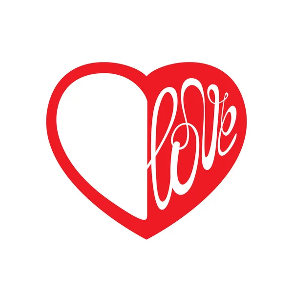 Hand lettering love in heart — Stock Vector