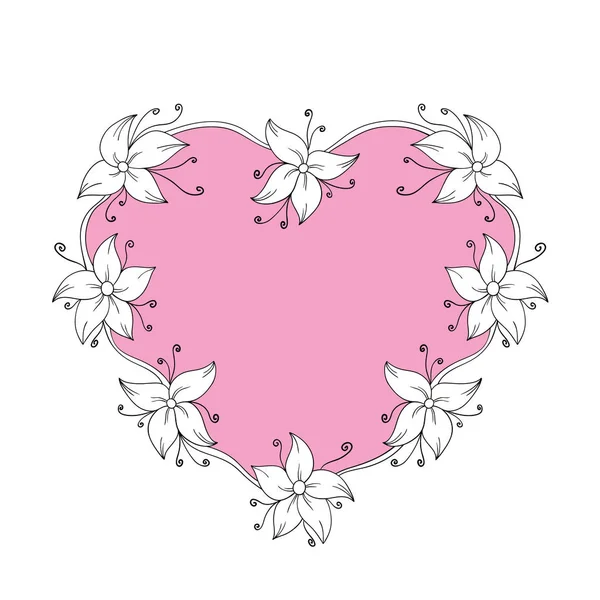 Cadre floral en forme de coeur — Image vectorielle