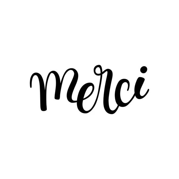 Ruční písmo díky ve francouzštině: merci — Stockový vektor