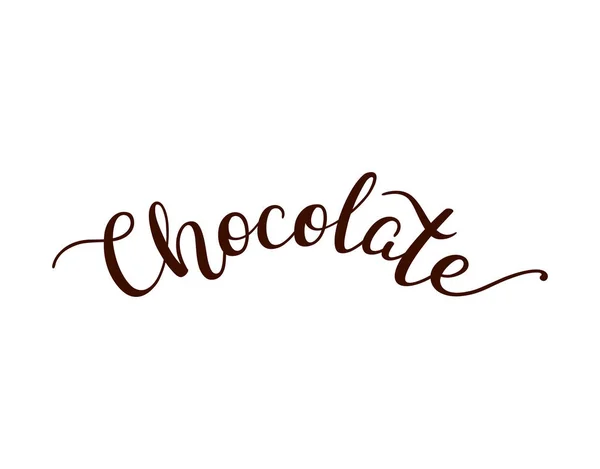 Cioccolato lettering a mano su sfondo bianco — Vettoriale Stock