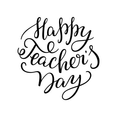 Mutlu öğretmenler günü - el izole üzerinde beyaz arka plan yazı. 
