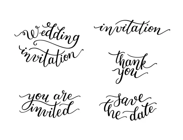 Conjunto de letras de mano para invitaciones, bodas . — Vector de stock