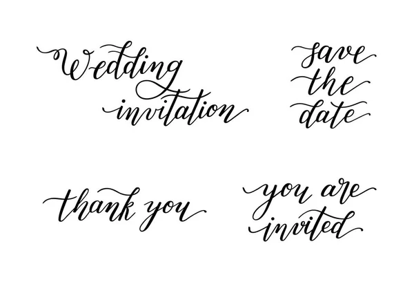 Conjunto de letras de mano para invitaciones, bodas . — Vector de stock