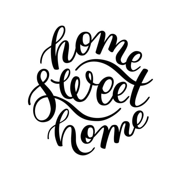 Домой Сладкая домашняя надпись. Шаблон для открытки, плакат, печать
