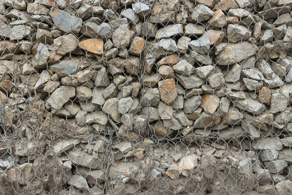 Gabion Kerítés Hálószemekből Kövekkel — Stock Fotó