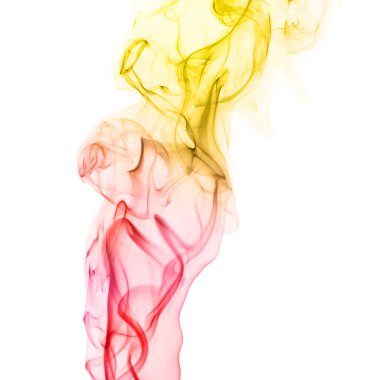 Beyaz arkaplanda izole edilmiş renkli duman