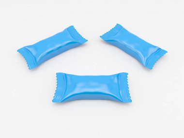 Şeker için mavi paket. 3d görüntü oluşturma.