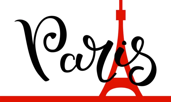 Handschrift Paris Mit Dem Eiffelturm Hintergrund Vorlage Für Karte Poster — Stockvektor
