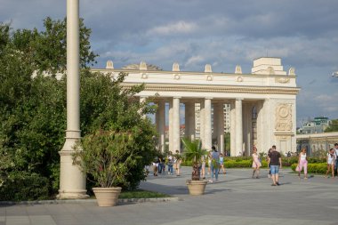 Moskova, Rusya, 12 Ağustos 2018 Gorky Park Moskova Ana Girişi