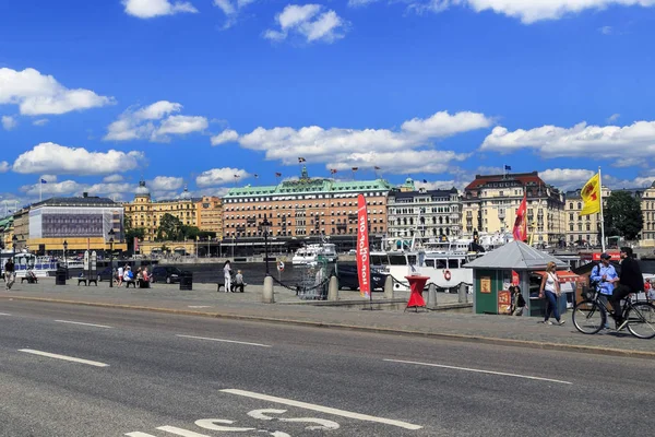 Uitzicht vanaf de belangrijkste kade van Stockholm — Stockfoto