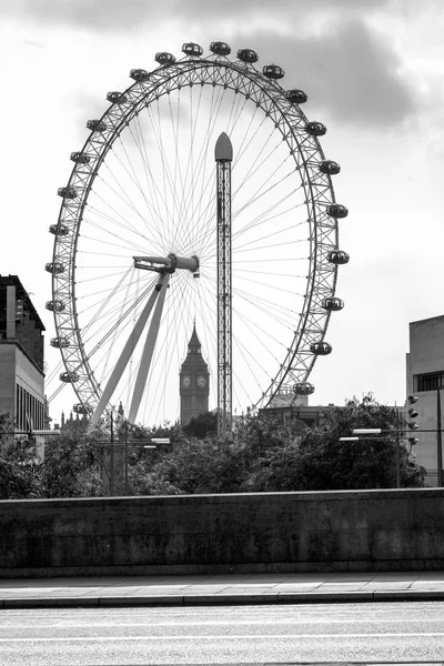 London Eye in bianco e nero — Foto Stock