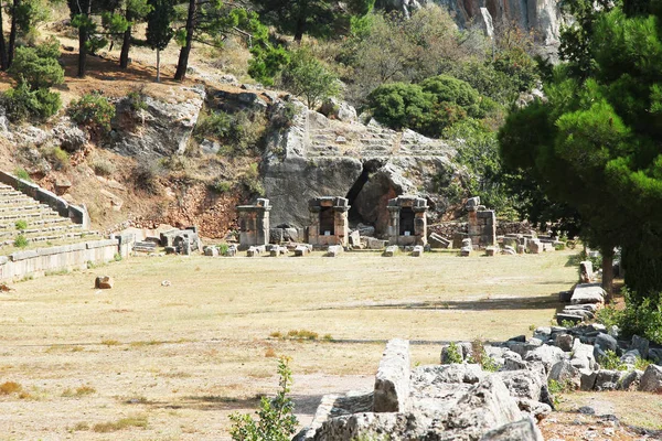 Frammento di impianti sportivi dell'antico stadio Delphic, Gr — Foto Stock