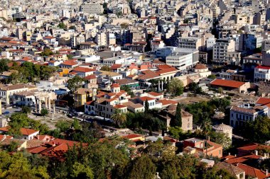 Atina 'daki Roma Agora harabelerinin havadan görünüşü.