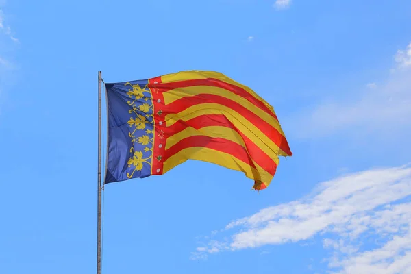 Vlag van de provincie Valencia, Spanje — Stockfoto