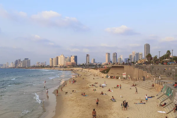 Tel Aviv beach at sunset time