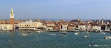 Venedik 'in tarihi merkezinin havadan pamoramik görüntüsü