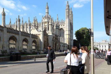 CAMBRIDGE, GREAT BRITAIN - SEPTEMBER 8, 2014: This is the historic building of King College at Kings Parade avenue.