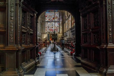CAMBRIDGE, GREAT BRITAIN - SEPTEMBER 8, 2014: These are chorus of the King College Chapel, a masterpiece of English perpendicular Gothic.