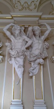 ODESSA, UKRAINE - 14 Haziran 2019: Bu Opera Binası 'nın içindeki bir salon süslemesinin bir parçası.