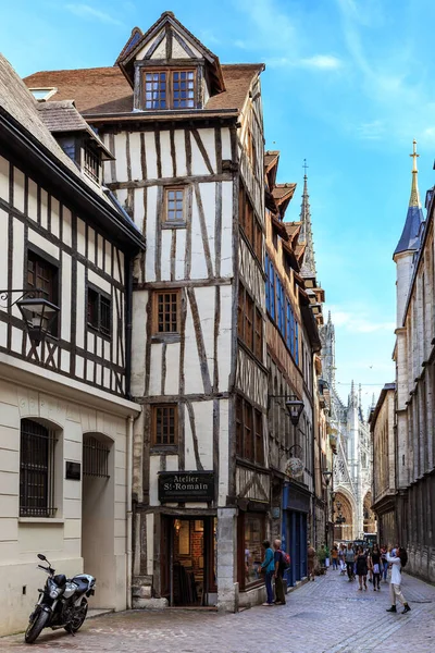 Rouen France August 2019 Medieval Historic Half Timbered Building Old — Stock Photo, Image