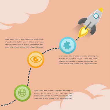 Roket Soar bilgi grafik sunum vektör