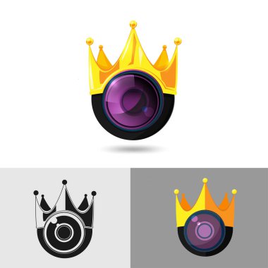 Kamera altın kral taç Logo vektör