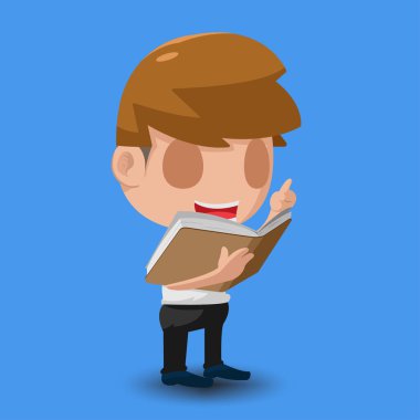 Adam Stand okuma kitabı karakter vektör