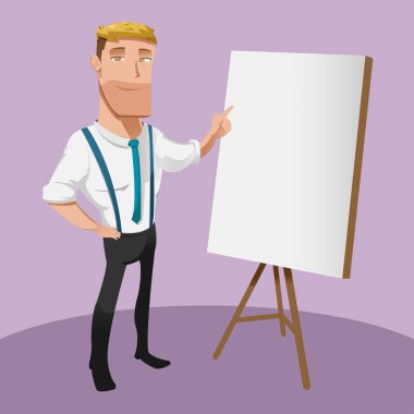 Adam karikatür yakışıklı işçi sunu vektör