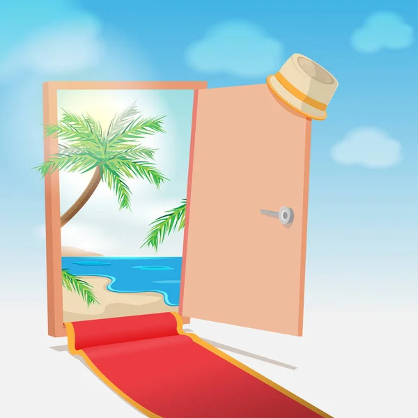 Відкриті двері пляж фон подорожі вектор — стоковий вектор
