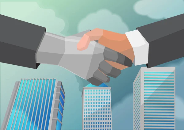 Shake Hand Partenaire d'affaires City Vector — Image vectorielle