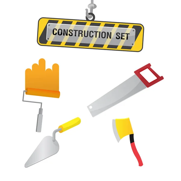 Símbolo de construção Conjunto de objetos Ícone D Vector — Vetor de Stock