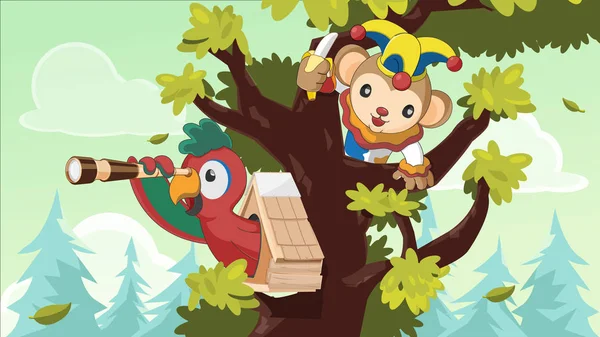 Pirot Monkey Forest δέντρο διάνυσμα αναζήτησης — Διανυσματικό Αρχείο