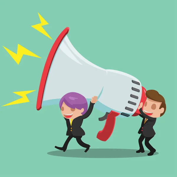 Business Man Carry Megaphone Advertisement Vector — Vector de stoc