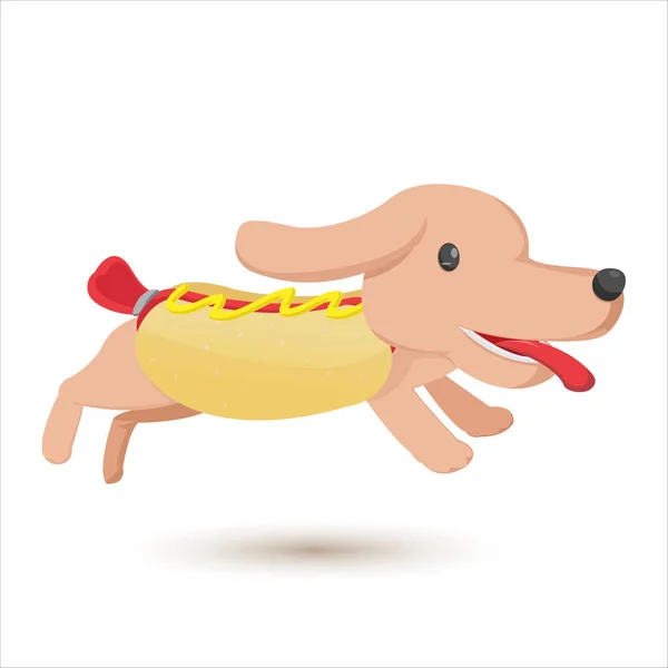 Hotdog historieta cómic lindo estilo vector — Vector de stock