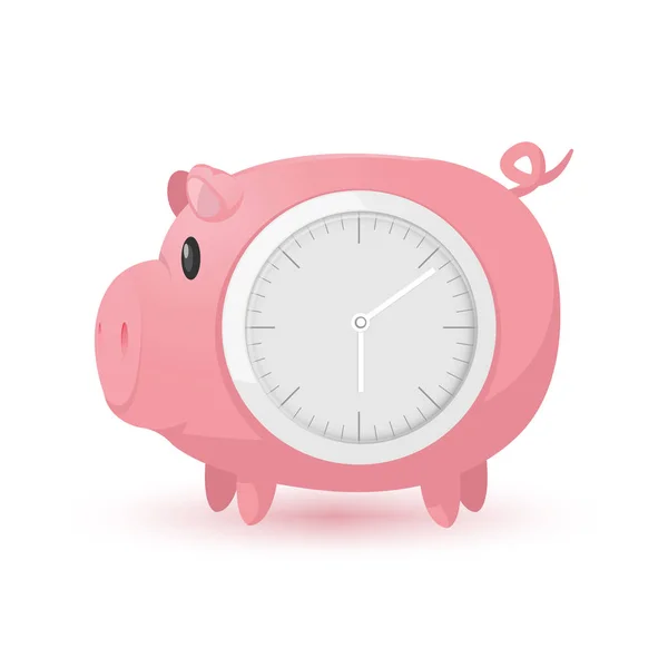 Pig Pink Relógio Símbolo Ícone Vetor — Vetor de Stock