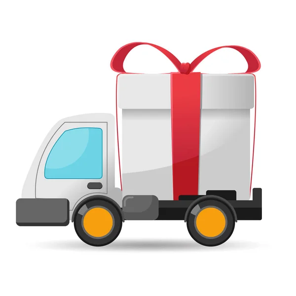 Car Delivery Gift Box Isolate Vector — Stock Vector