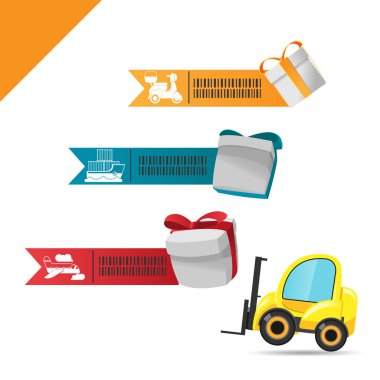 Forklift hediye kutusu bilgi grafik şablonu vektör