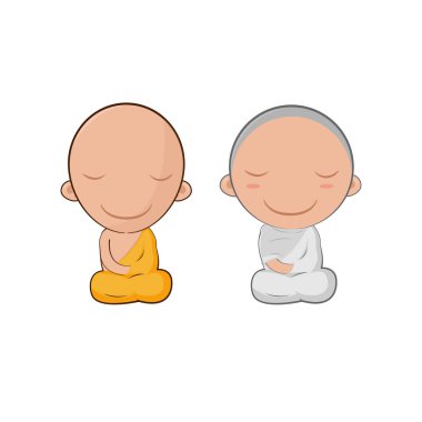 Asya şirin Monk karikatür simge vektör