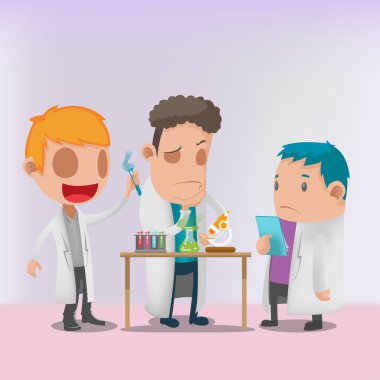Bilim adamı adam karakter grubu deneme vektör