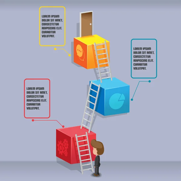 Modèle de couleur de boîte d'escalier étape vecteur — Image vectorielle